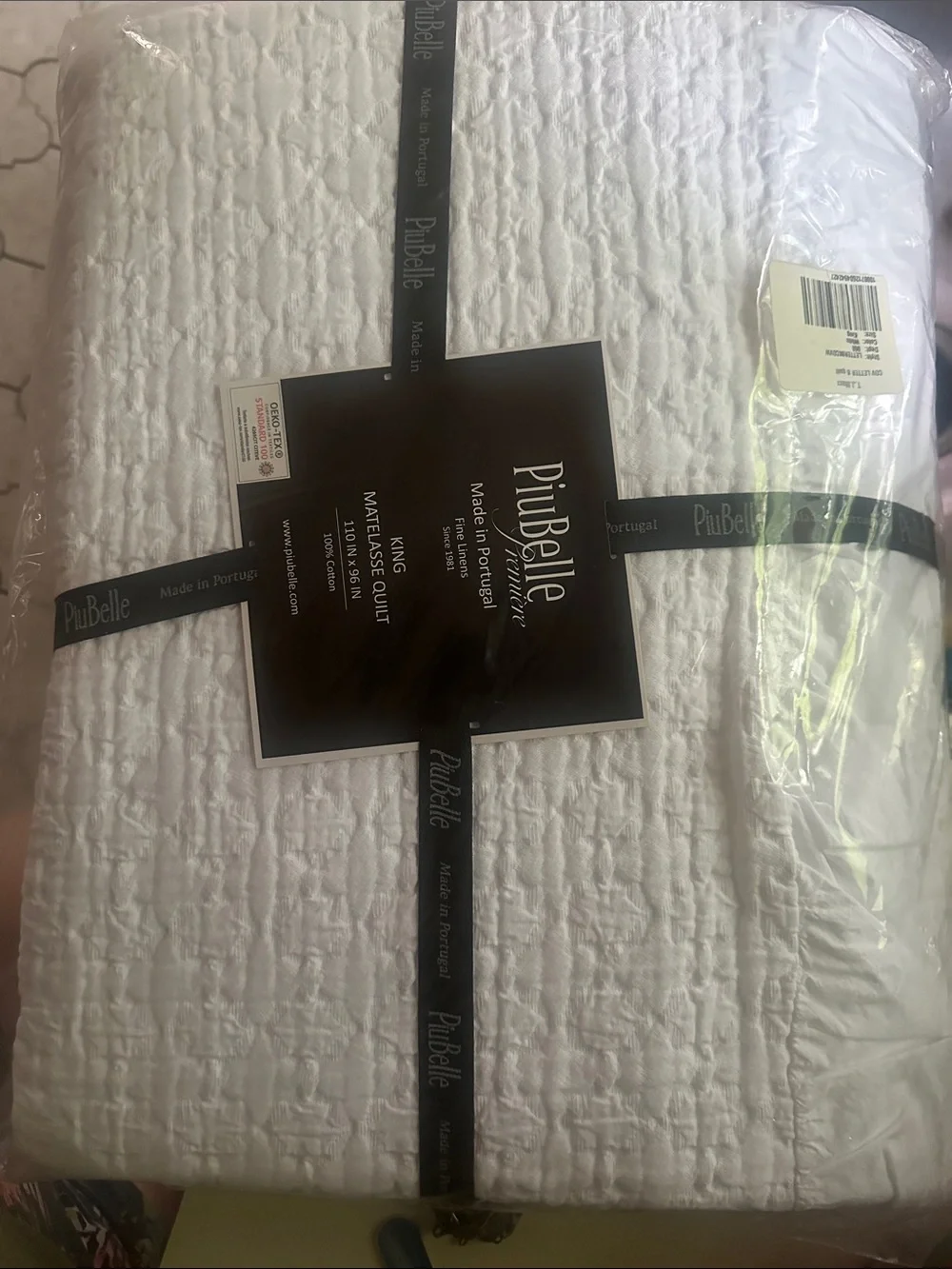 PiuBelle Premiere king Coverlet Cotton White Portugal Matelasse Quilt